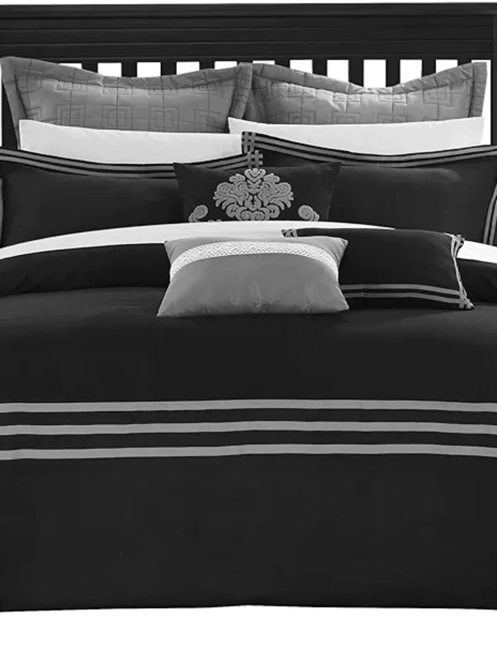 Black & Gray Geometric Comforter Set New